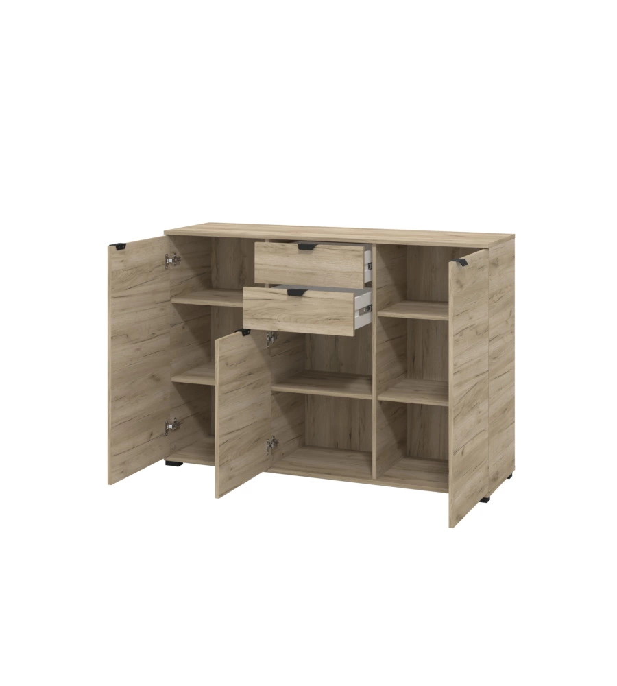 Credenza "pamplona" 3 ante e 2 cassetti, 135x40x95 cm